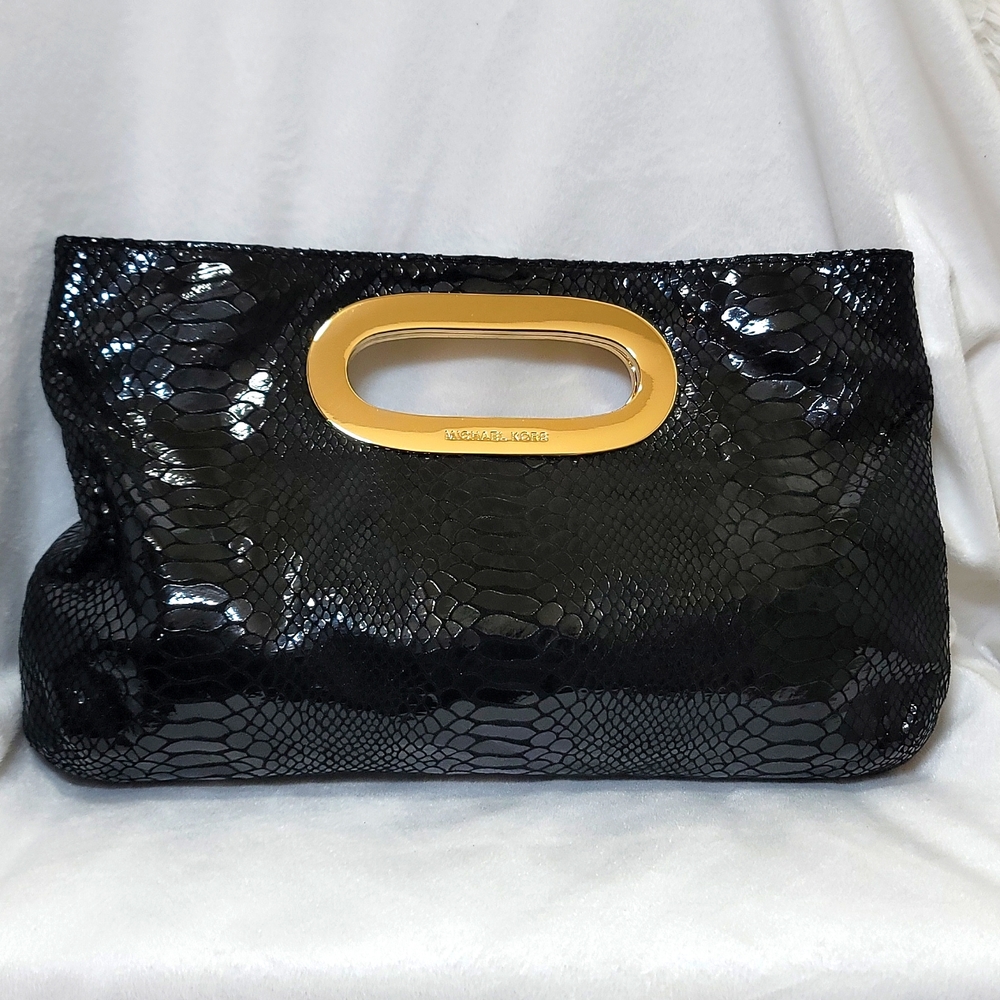 Michael Kors Berkeley Patent Python Clutch - image 2